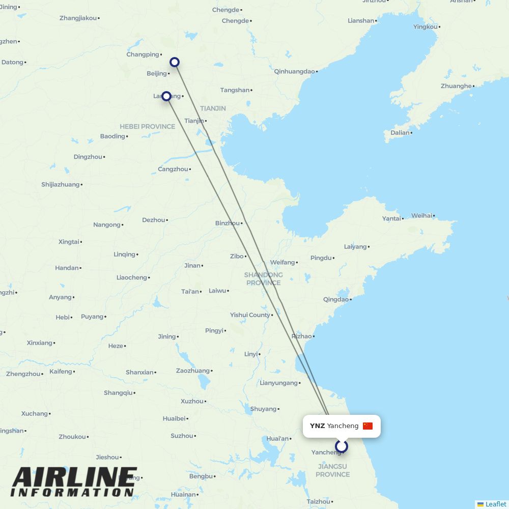 Air China routes from YNZ