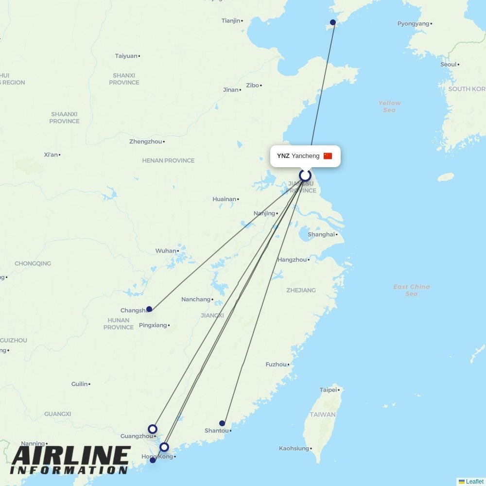 China Southern routes from YNZ