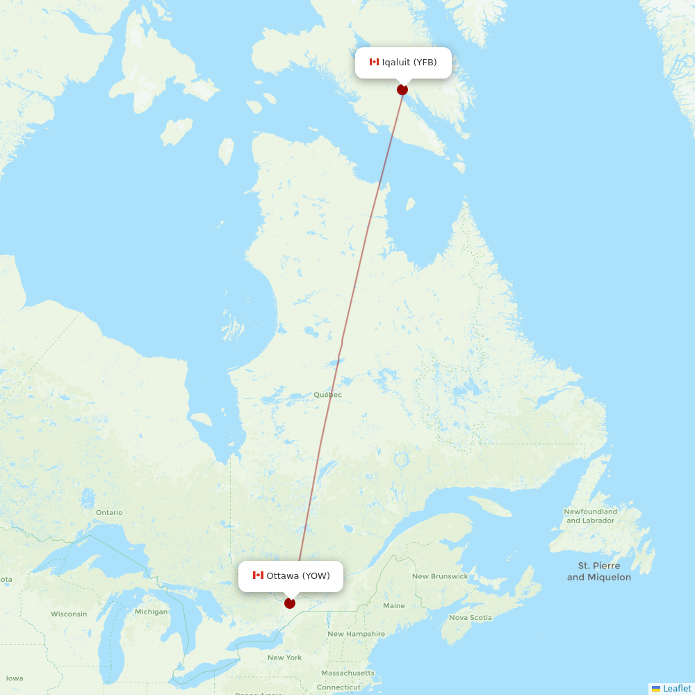 Canadian North at YOW route map
