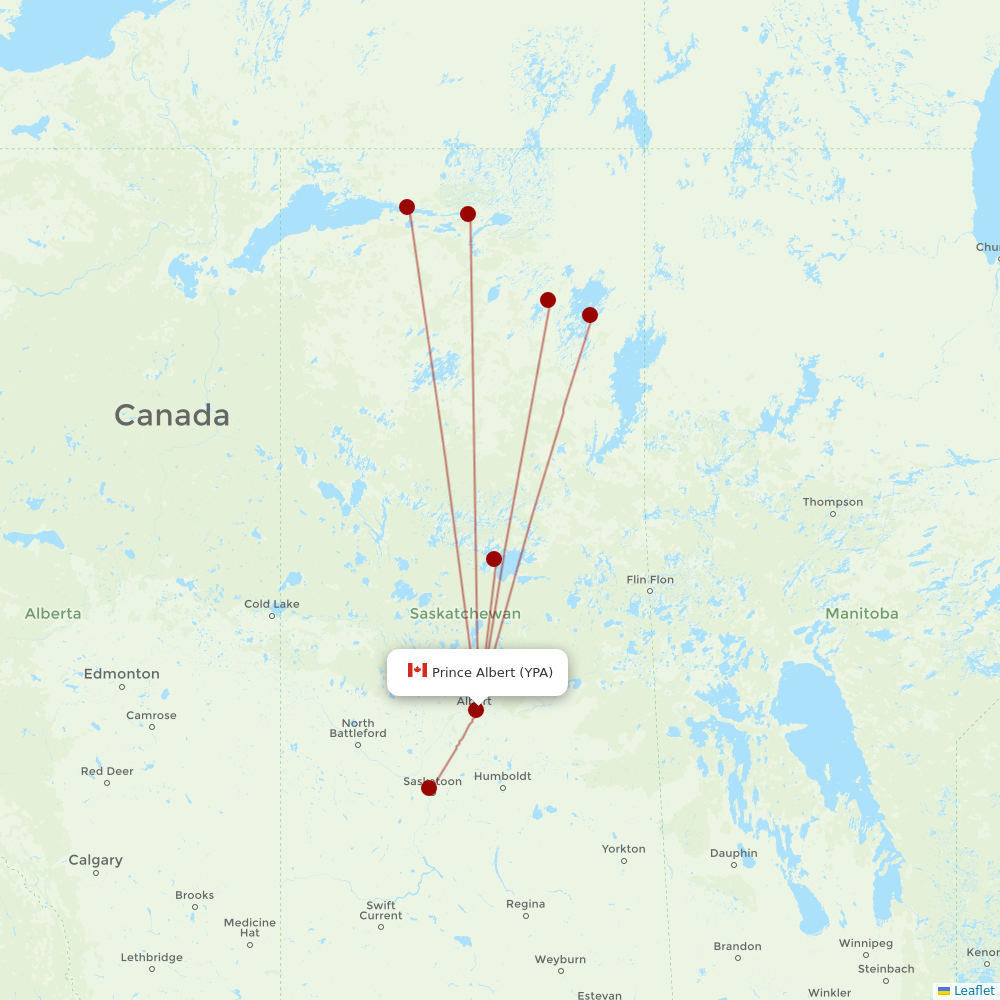 Transwest Air at YPA route map