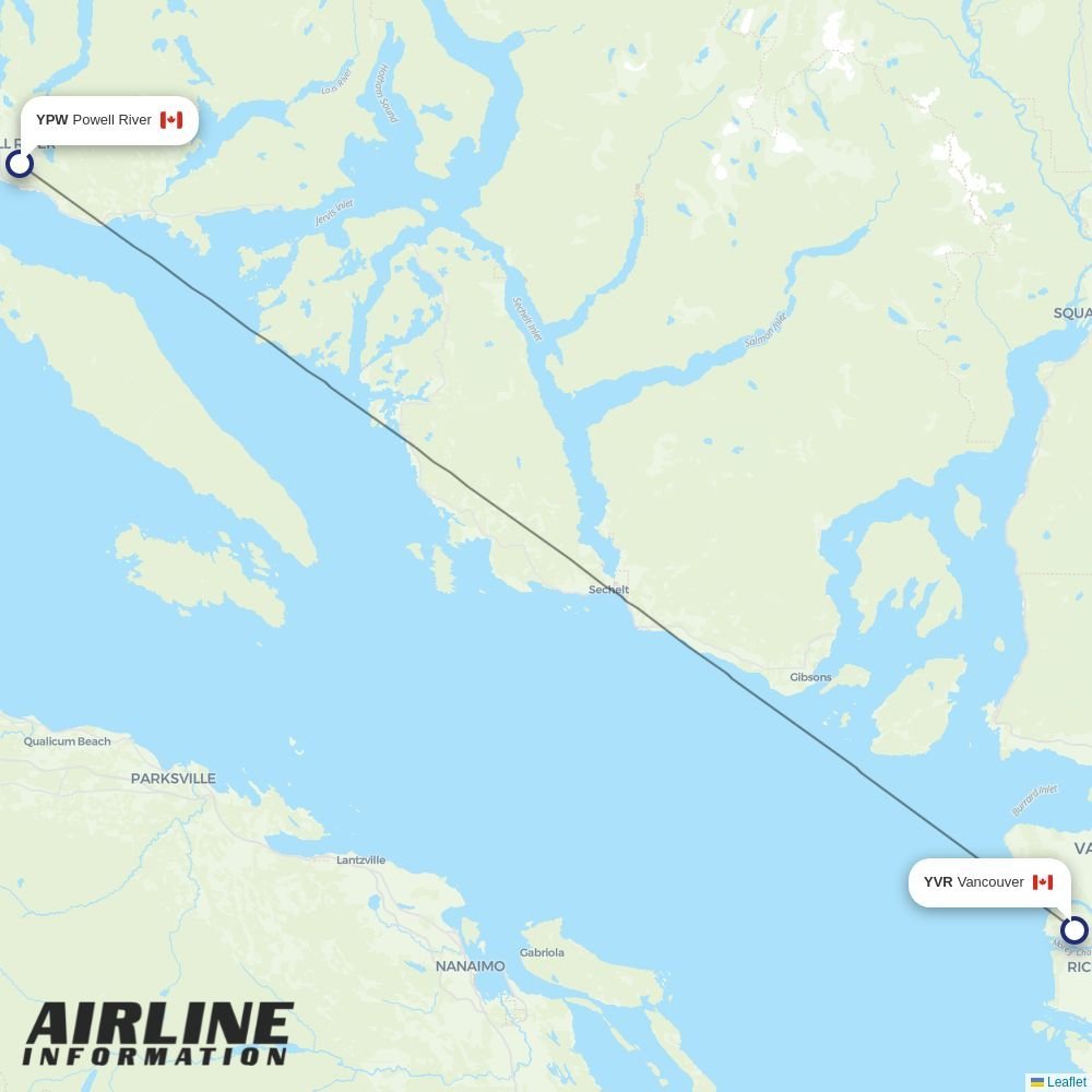 Pacific Coastal Airlines routes from YPW