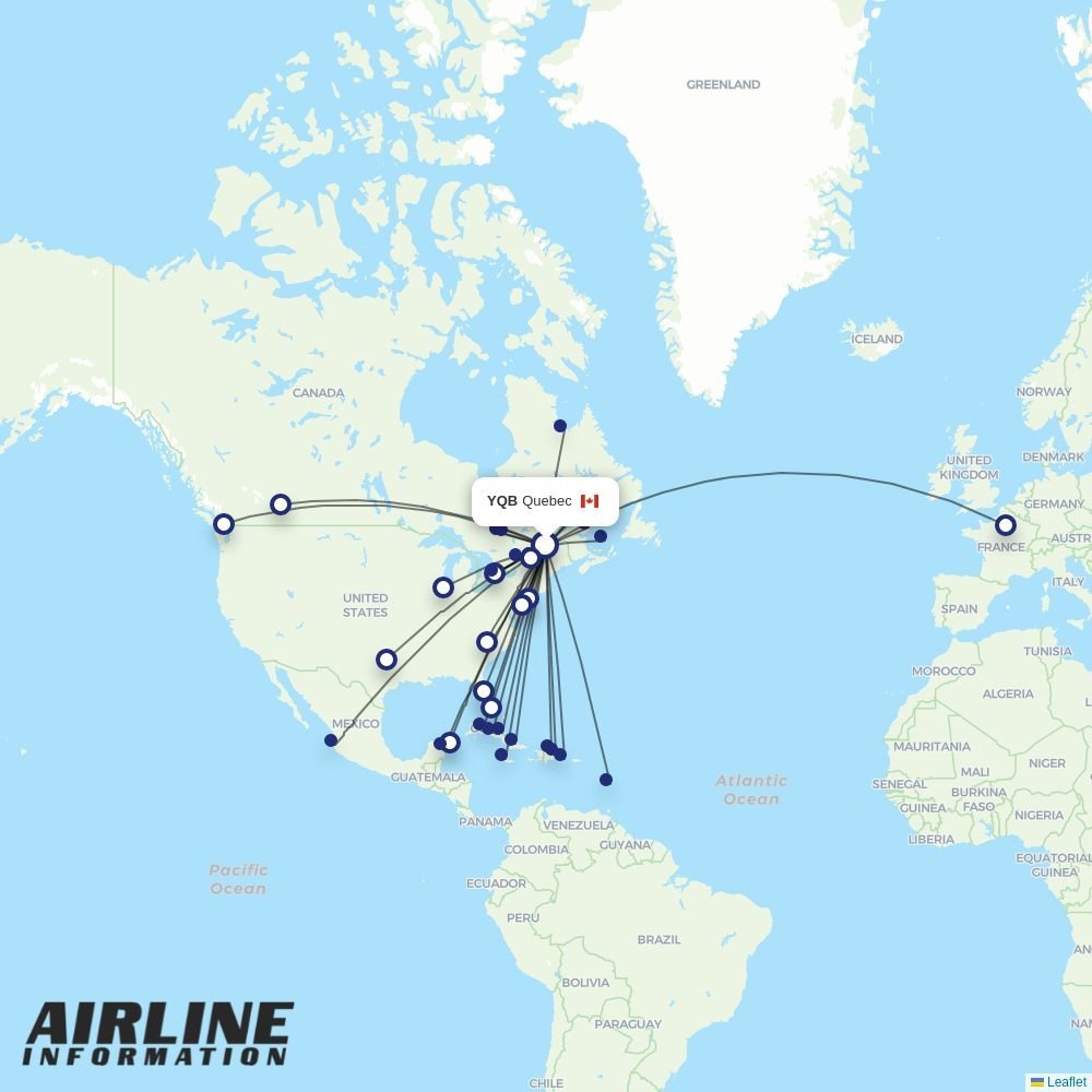 Air Inuit routes from YQB