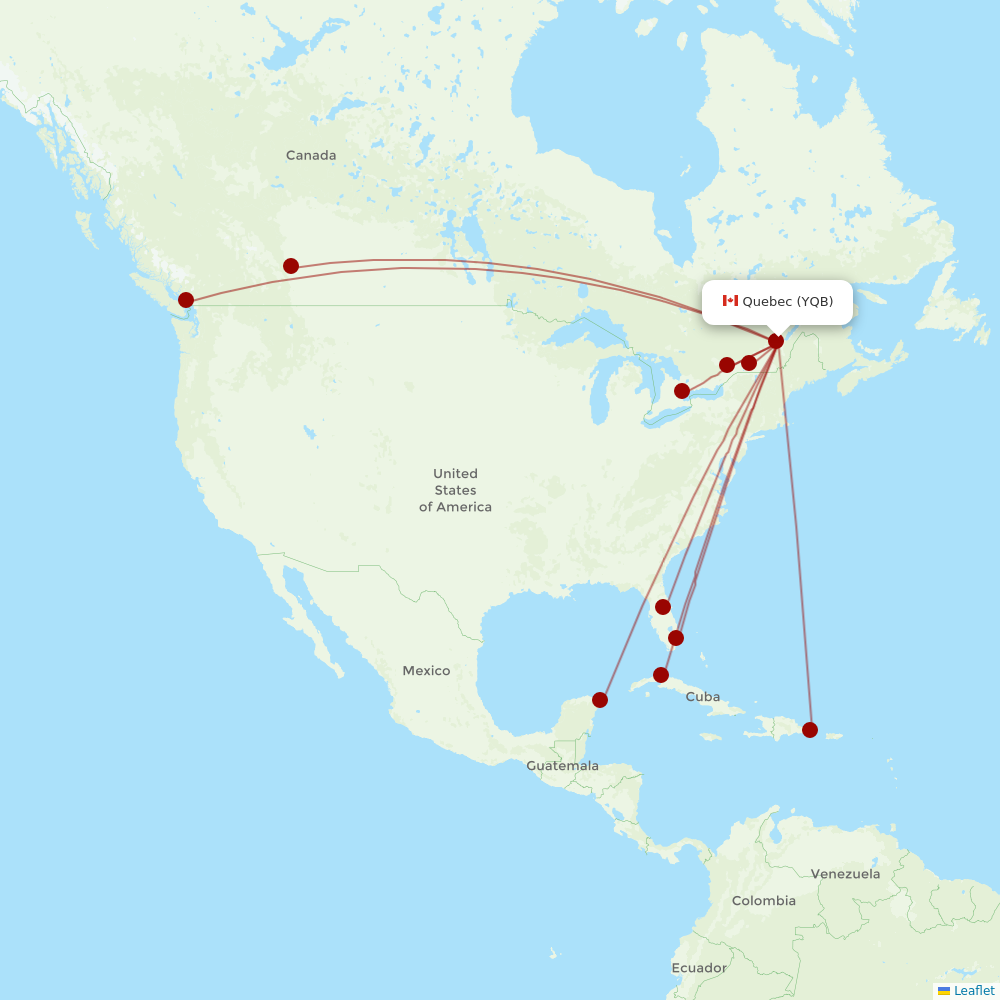 Air Canada at YQB route map