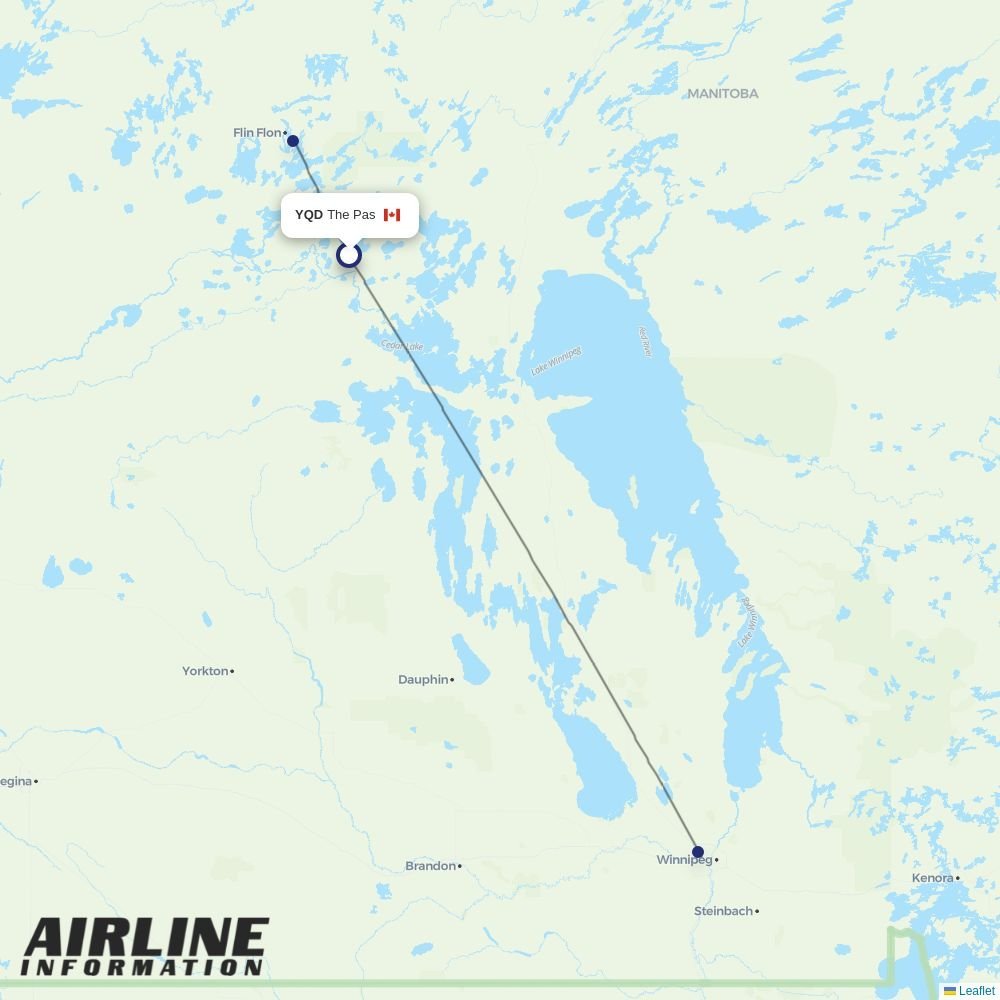 Calm Air International routes from YQD