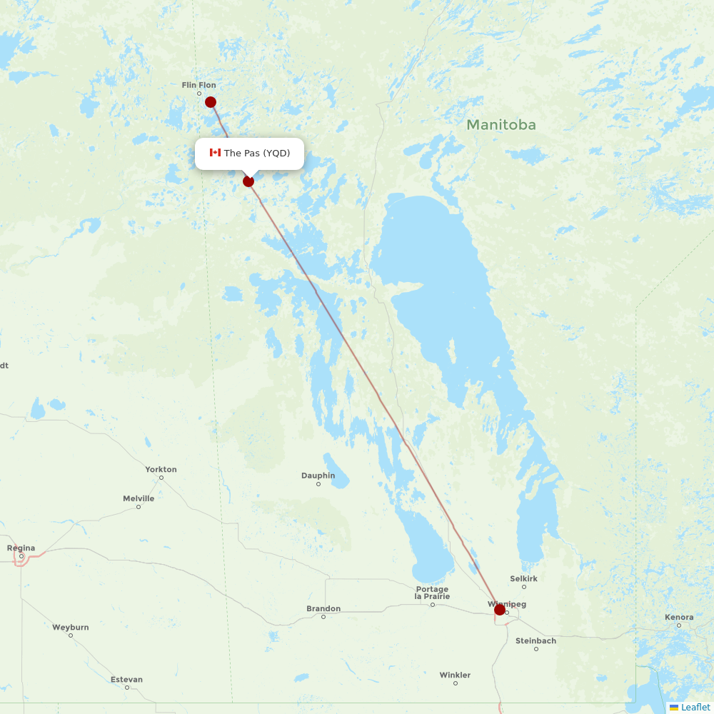 Calm Air International at YQD route map