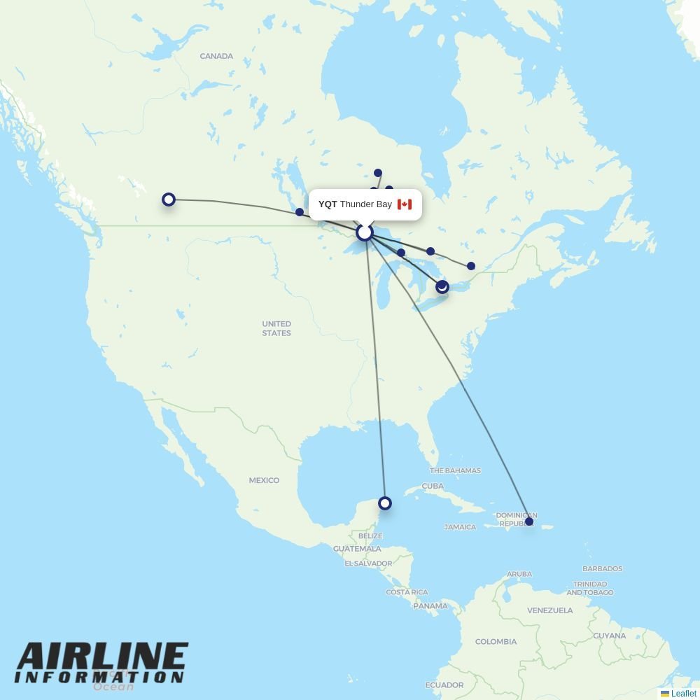 North Star Air routes from YQT