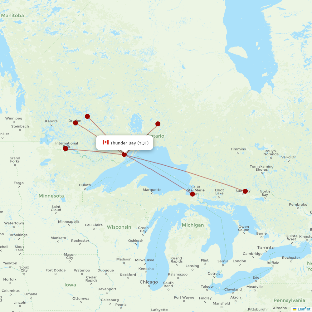 Bearskin Airlines at YQT route map