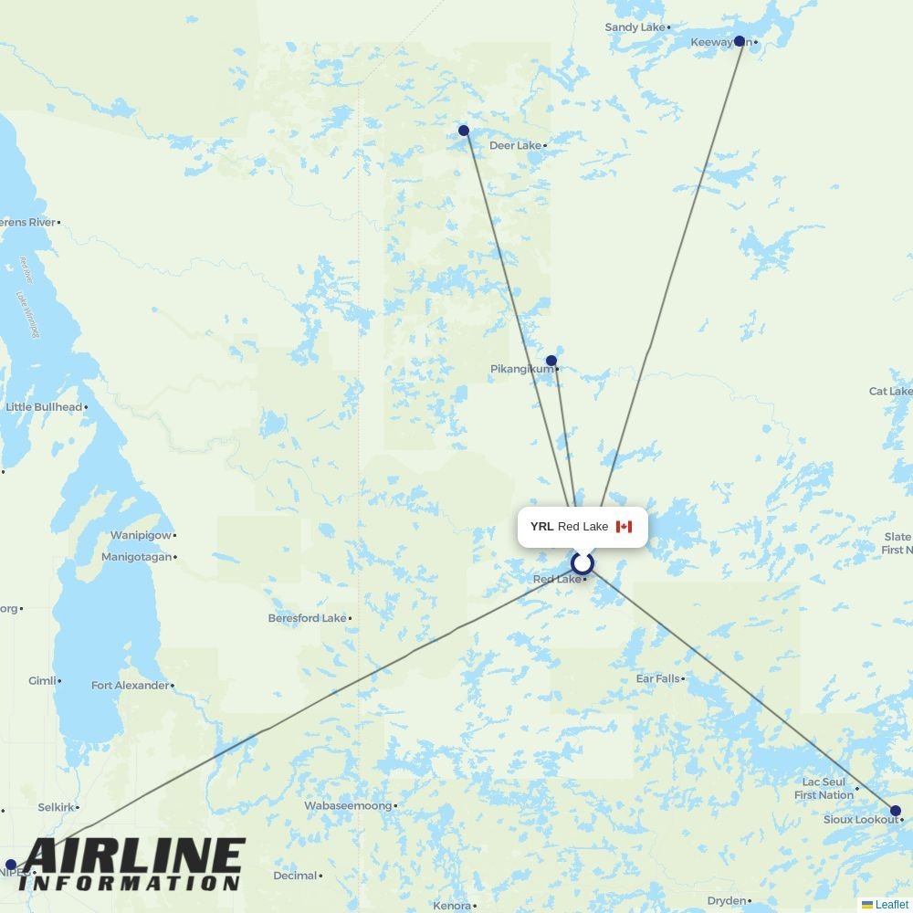 Wasaya Airways routes from YRL