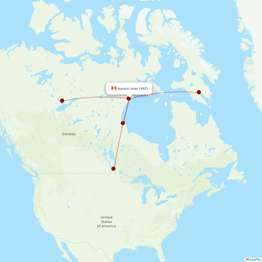 Canadian North at YRT route map
