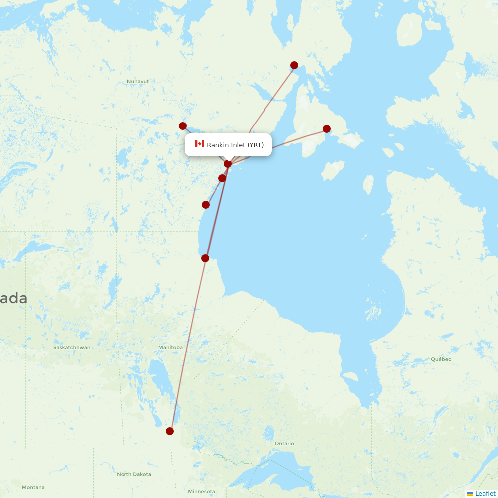 Calm Air International at YRT route map