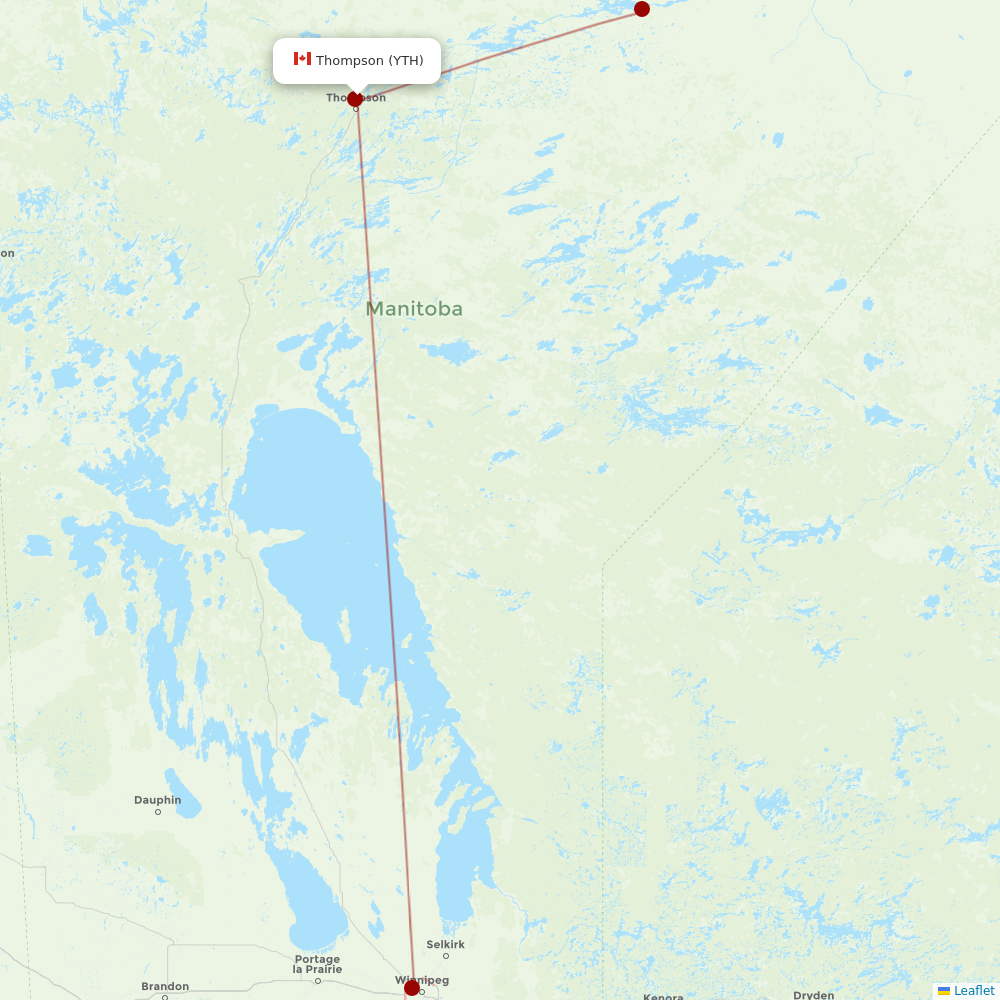 Calm Air International at YTH route map