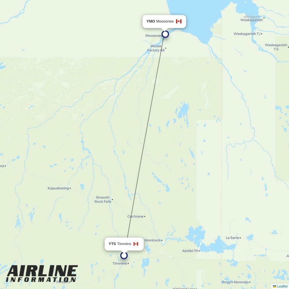 Air Creebec routes from YTS