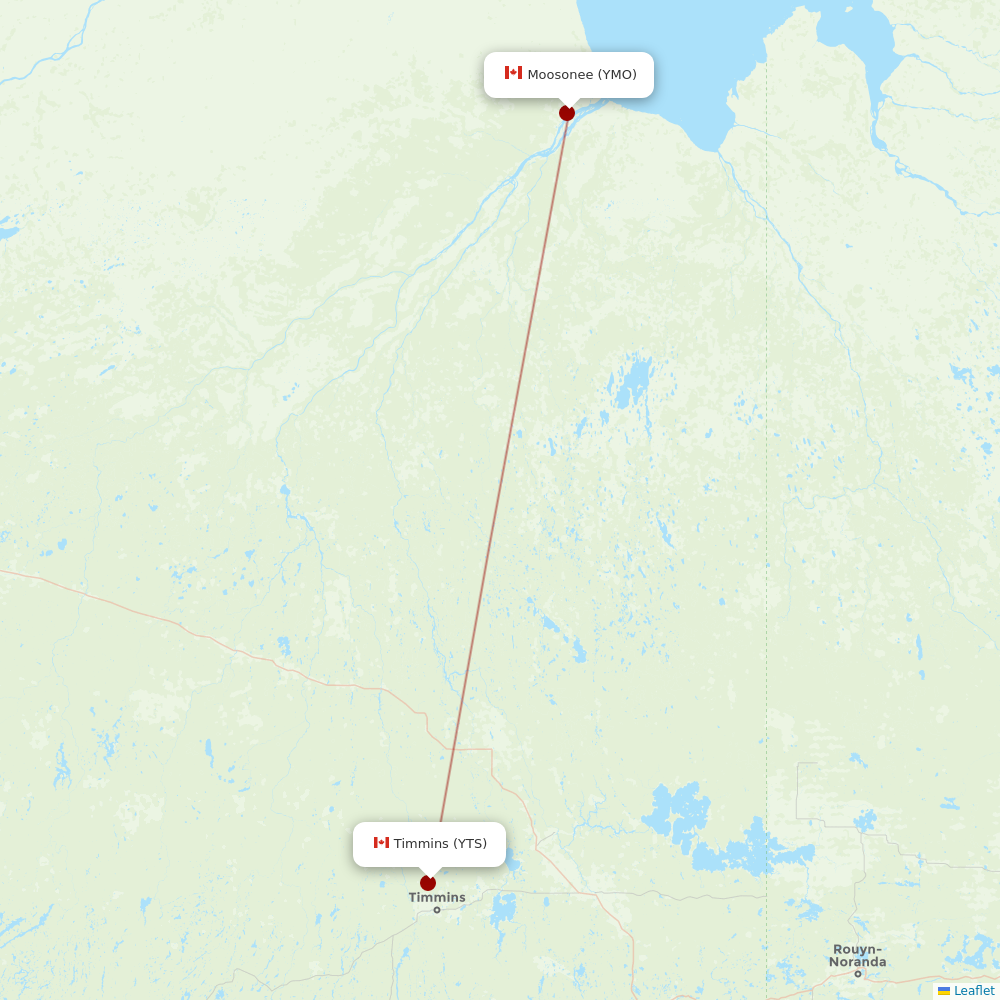 Air Creebec at YTS route map