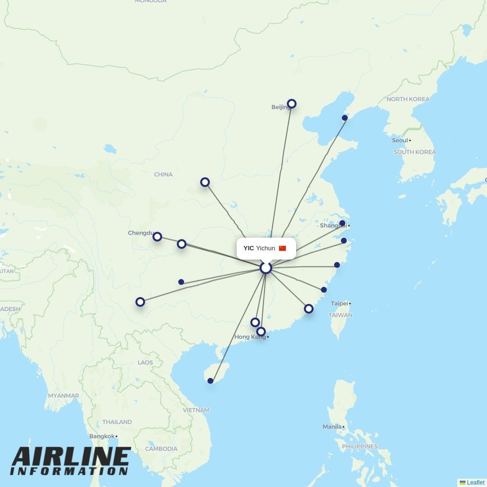 Sichuan Airlines routes from YTY