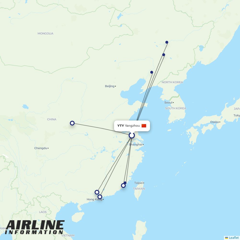 Shenzhen Airlines routes from YTY