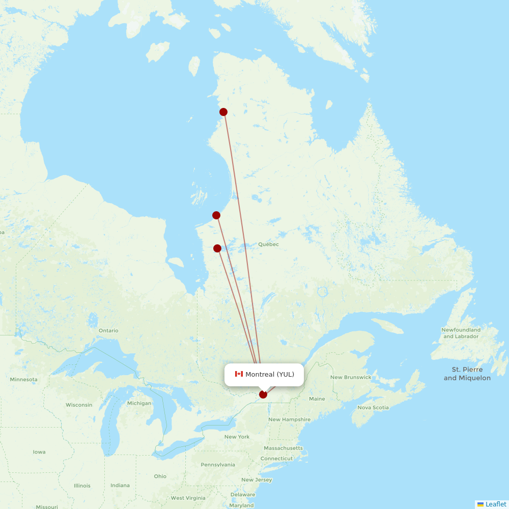 Air Inuit at YUL route map