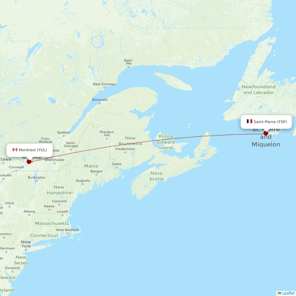 Air Saint Pierre at YUL route map