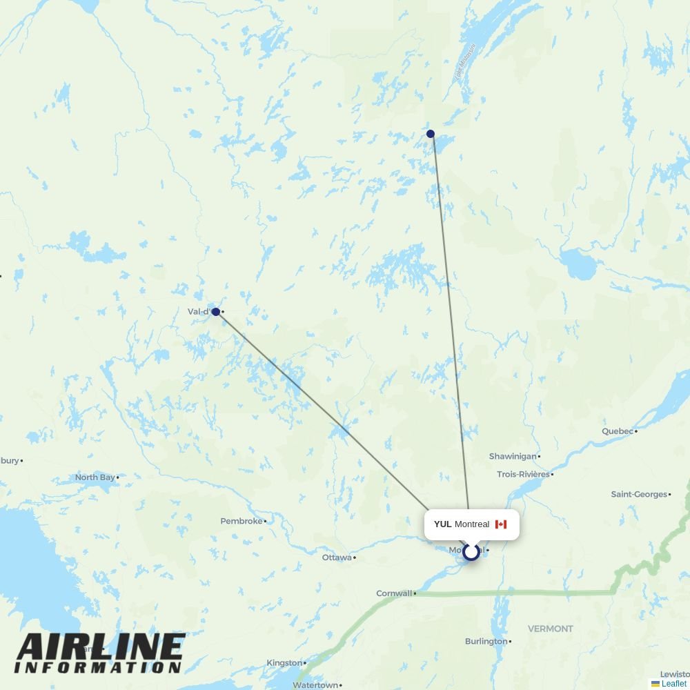 Air Creebec routes from YUL