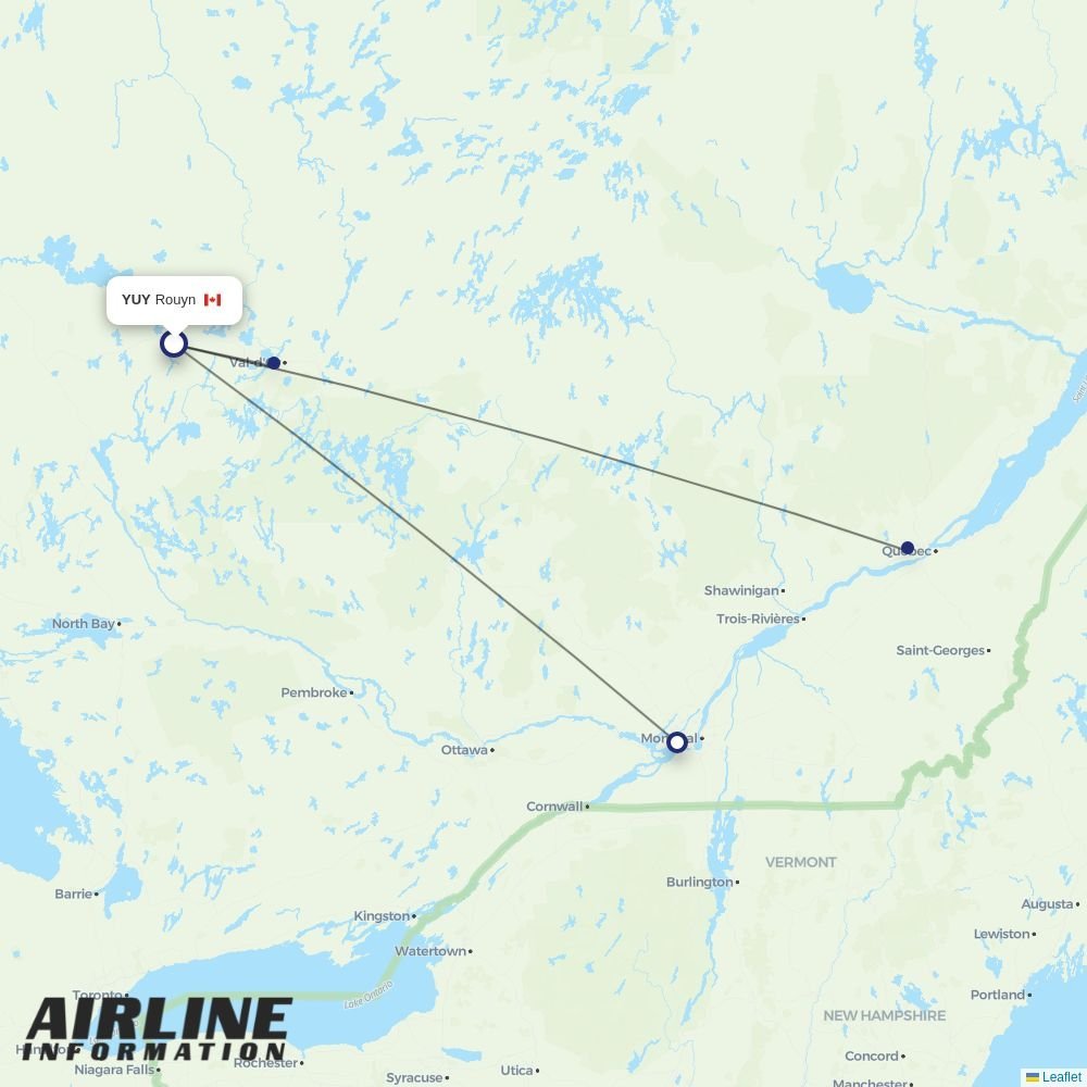 Air Liaison routes from YUY