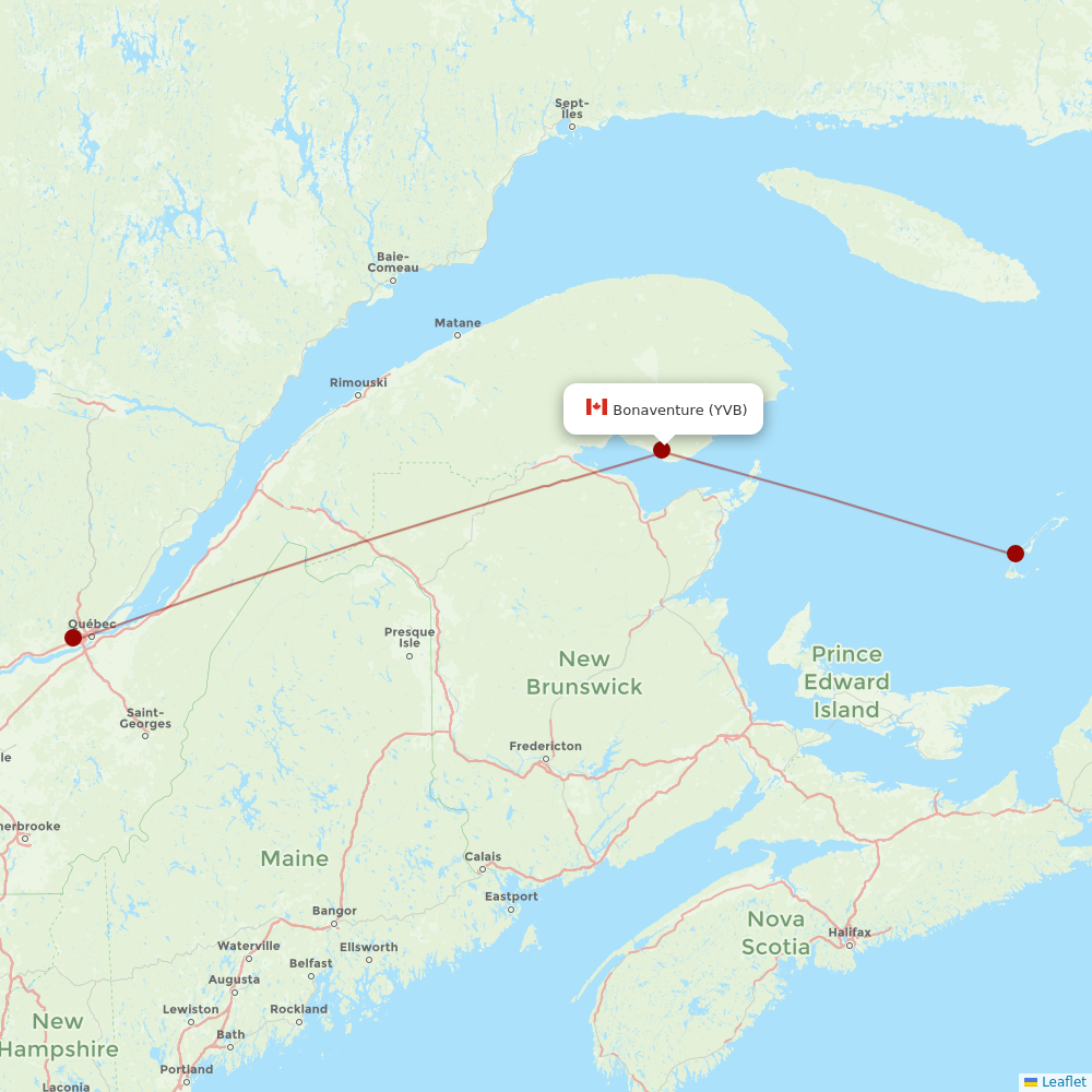 Pascan at YVB route map