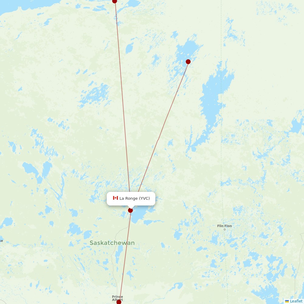 Transwest Air at YVC route map