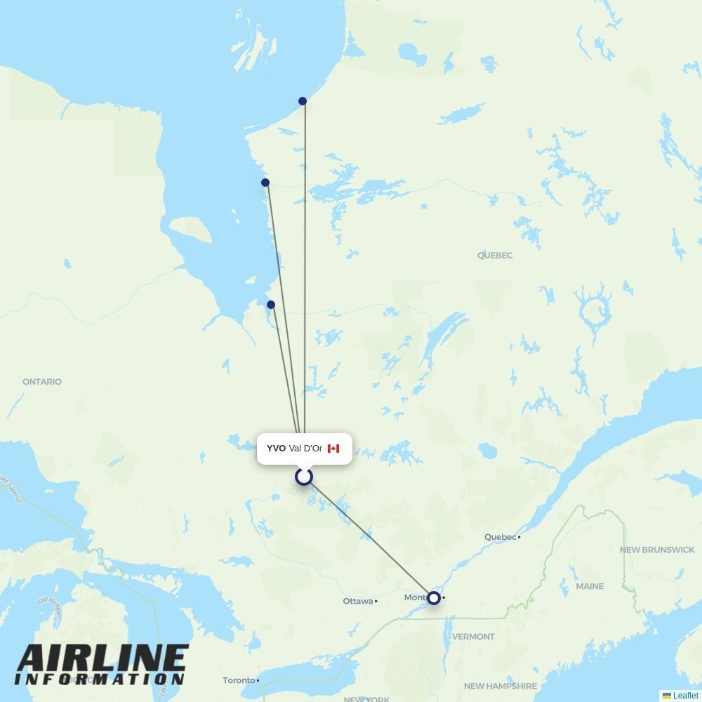 Air Creebec routes from YVO