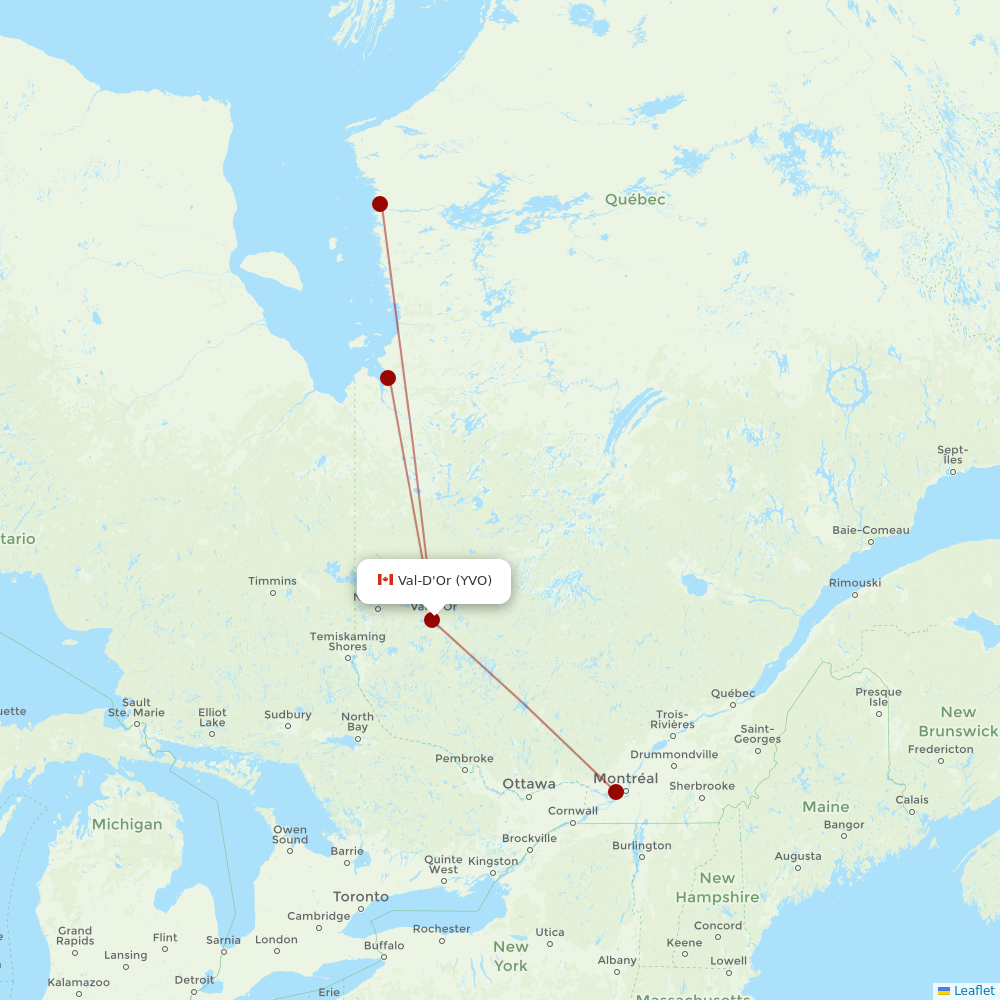 Air Creebec at YVO route map