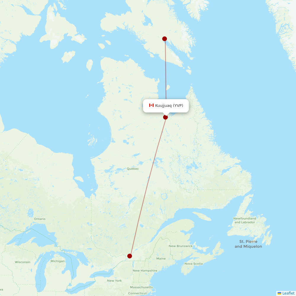 Canadian North at YVP route map