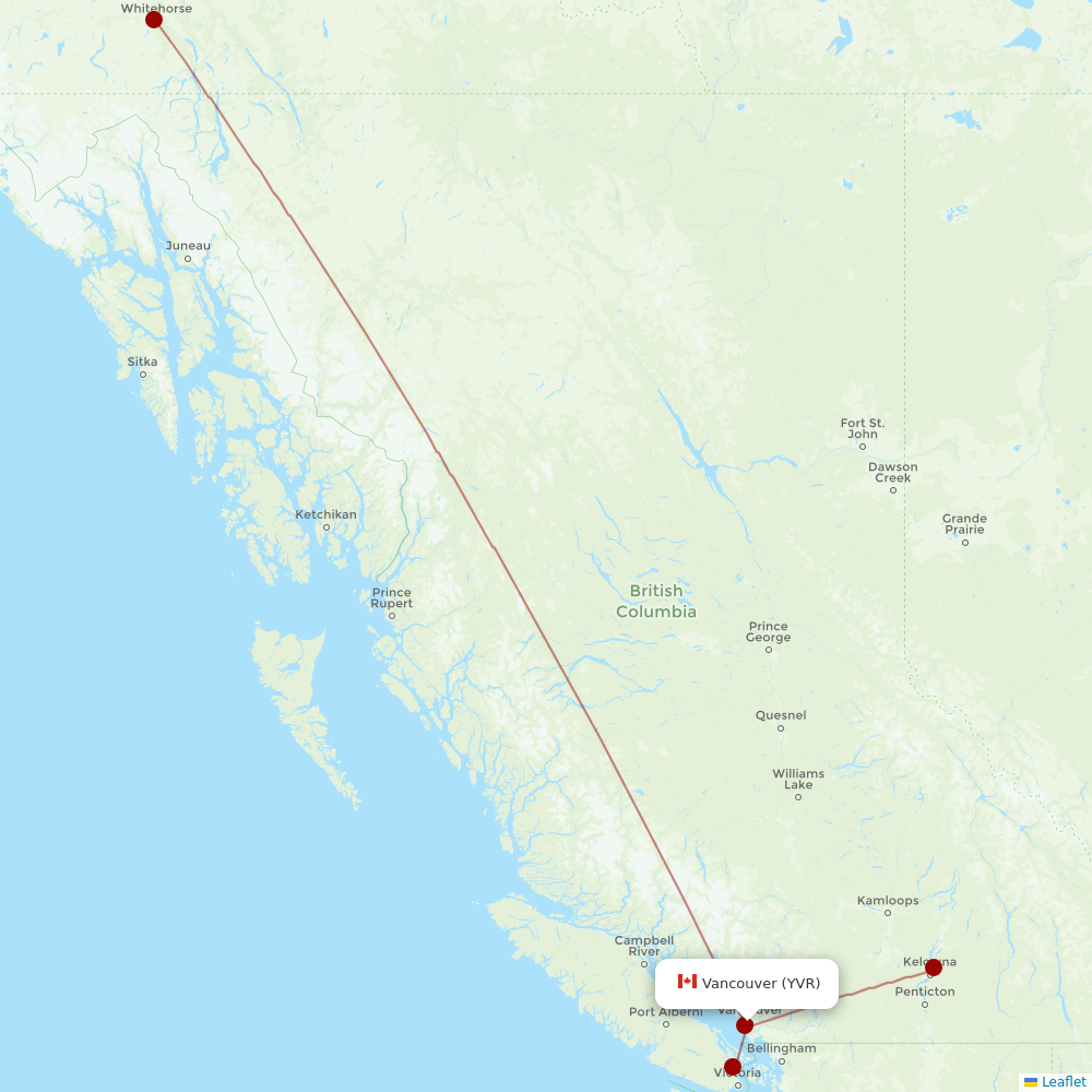 Air North at YVR route map