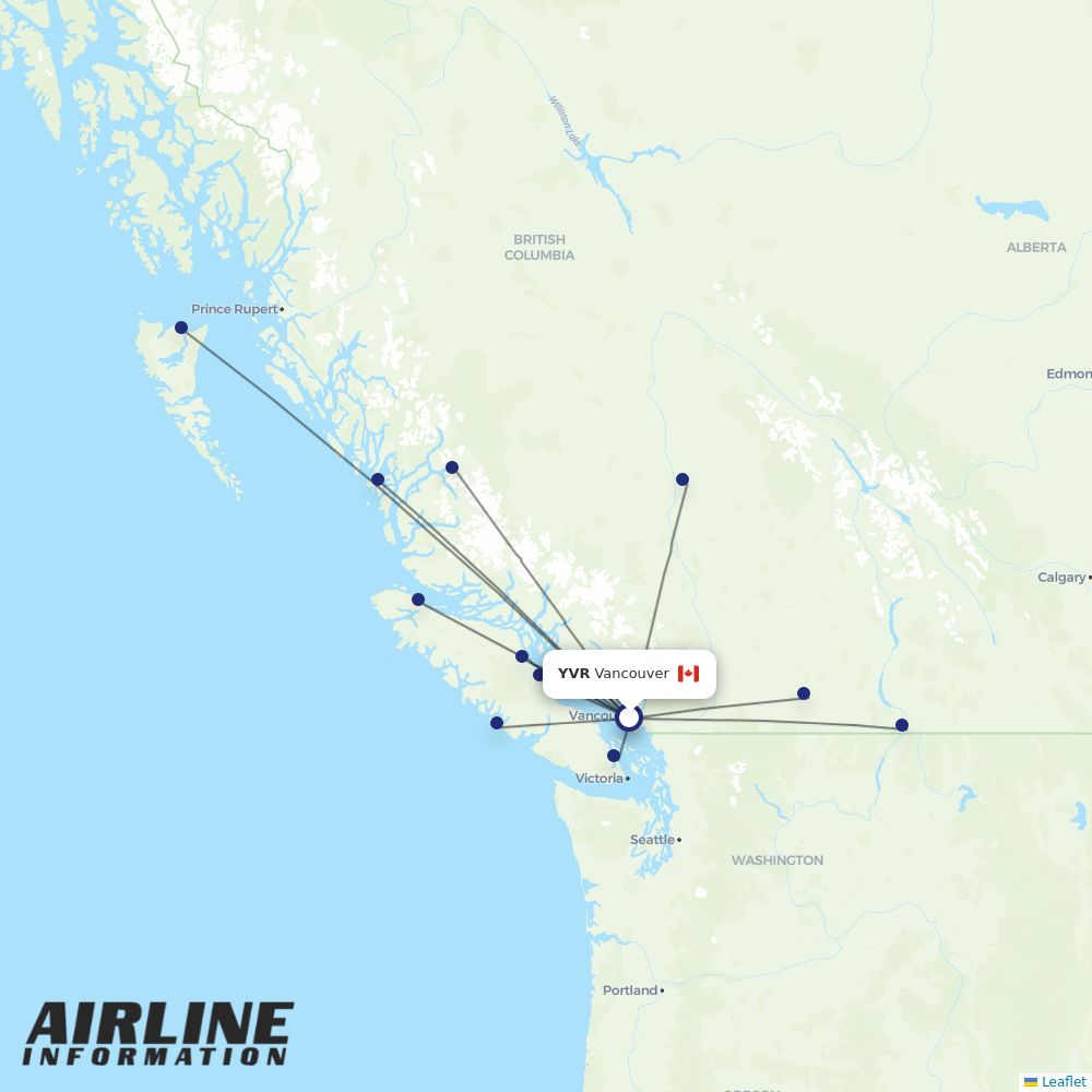 Pacific Coastal Airlines routes from YVR