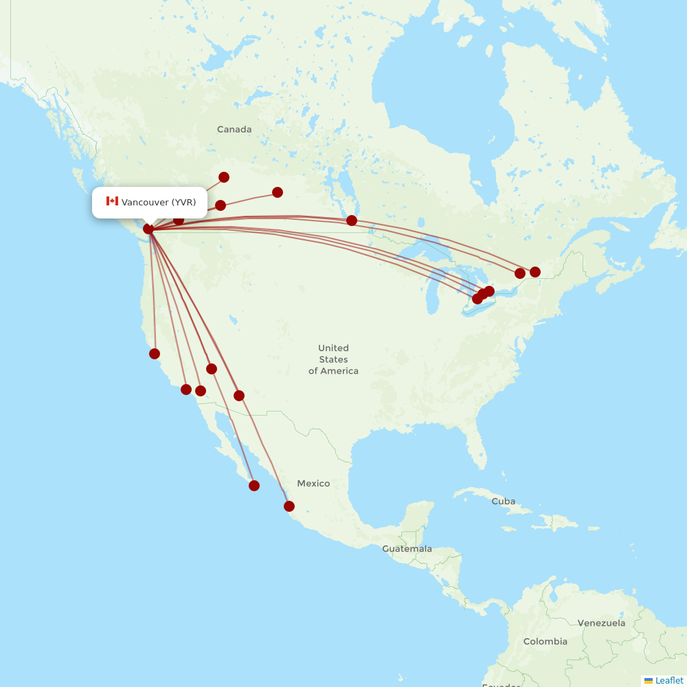 Flair Airlines at YVR route map