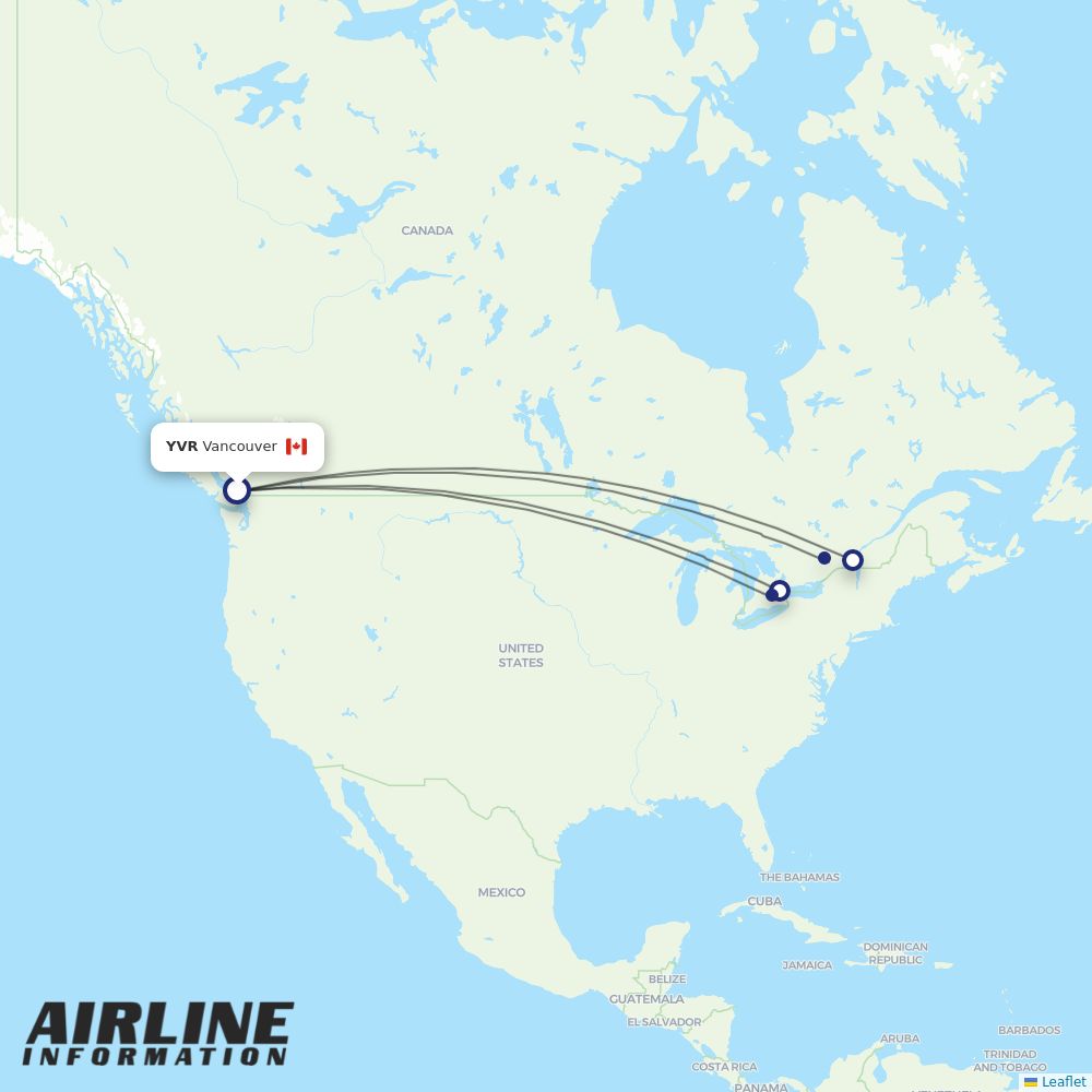 Porter routes from YVR
