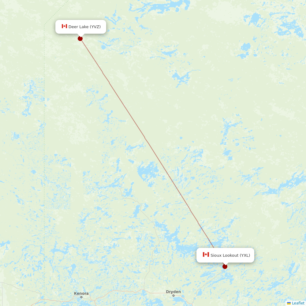 Bearskin Airlines at YVZ route map