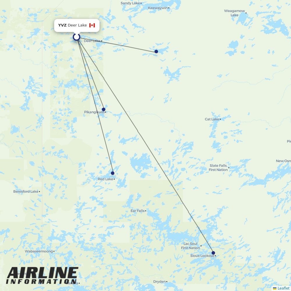 Wasaya Airways routes from YVZ
