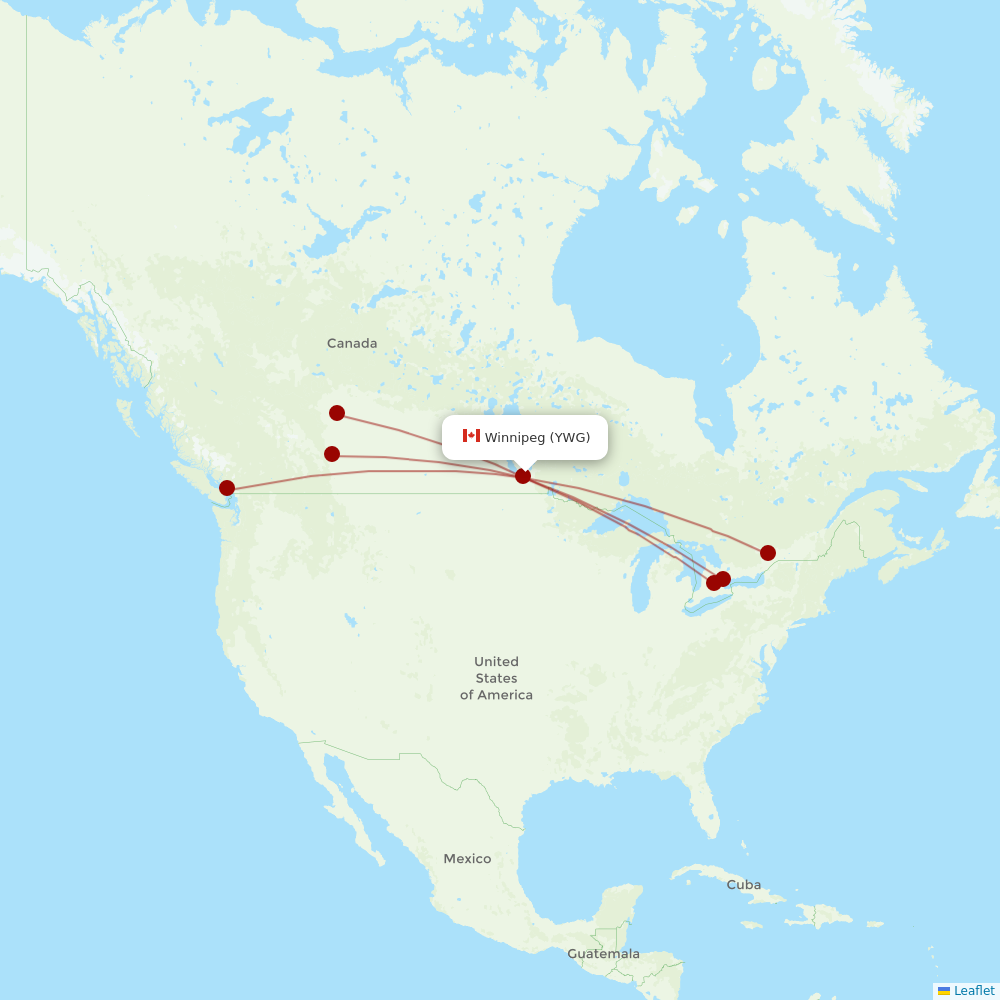 Flair Airlines at YWG route map
