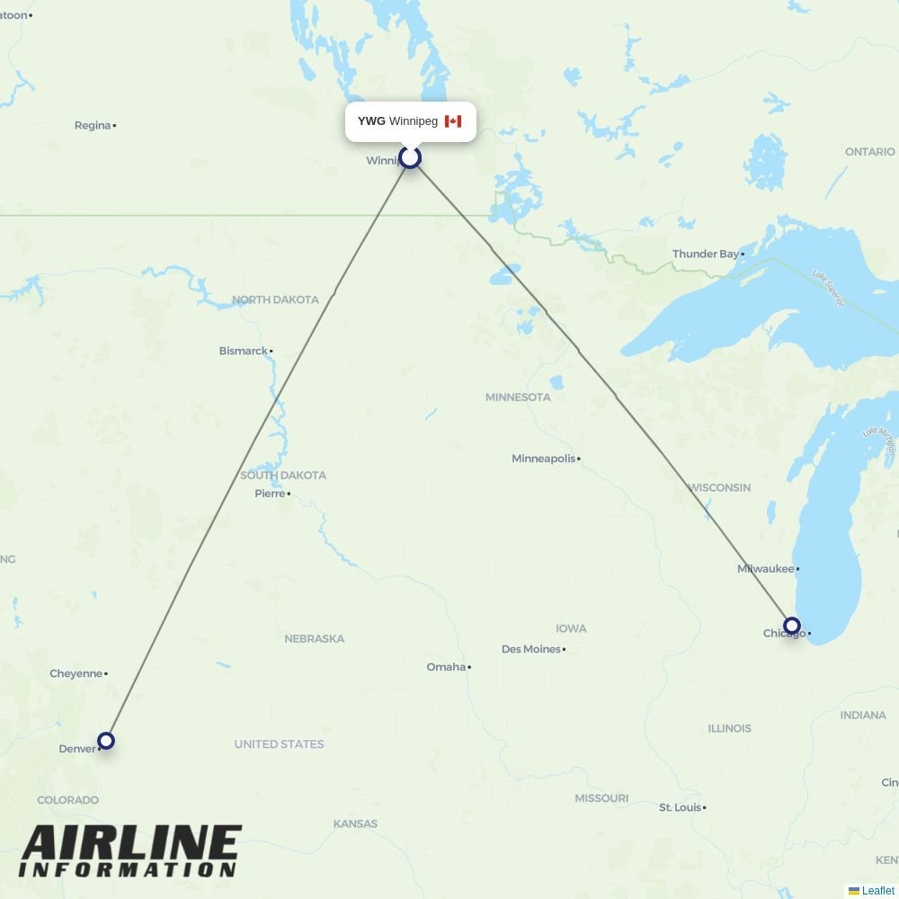 United routes from YWG