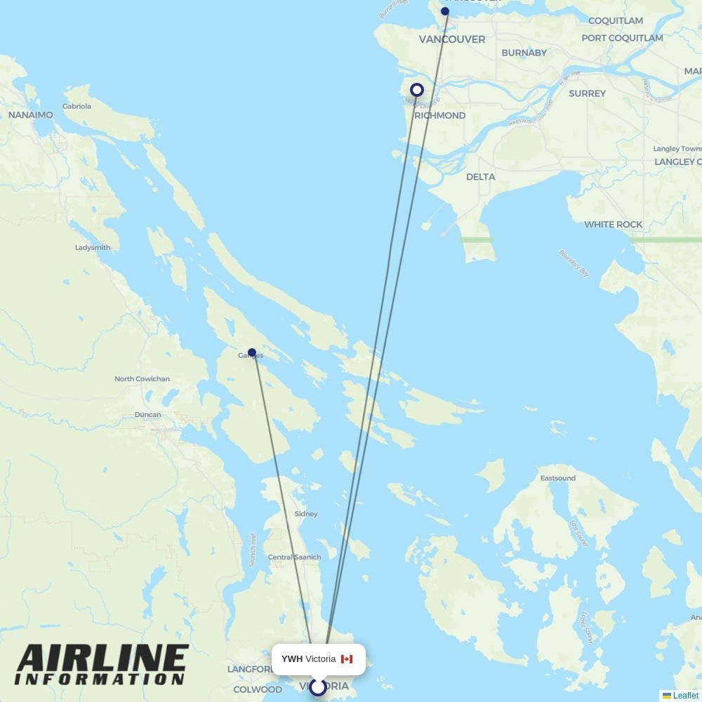 Harbour Air routes from YWH