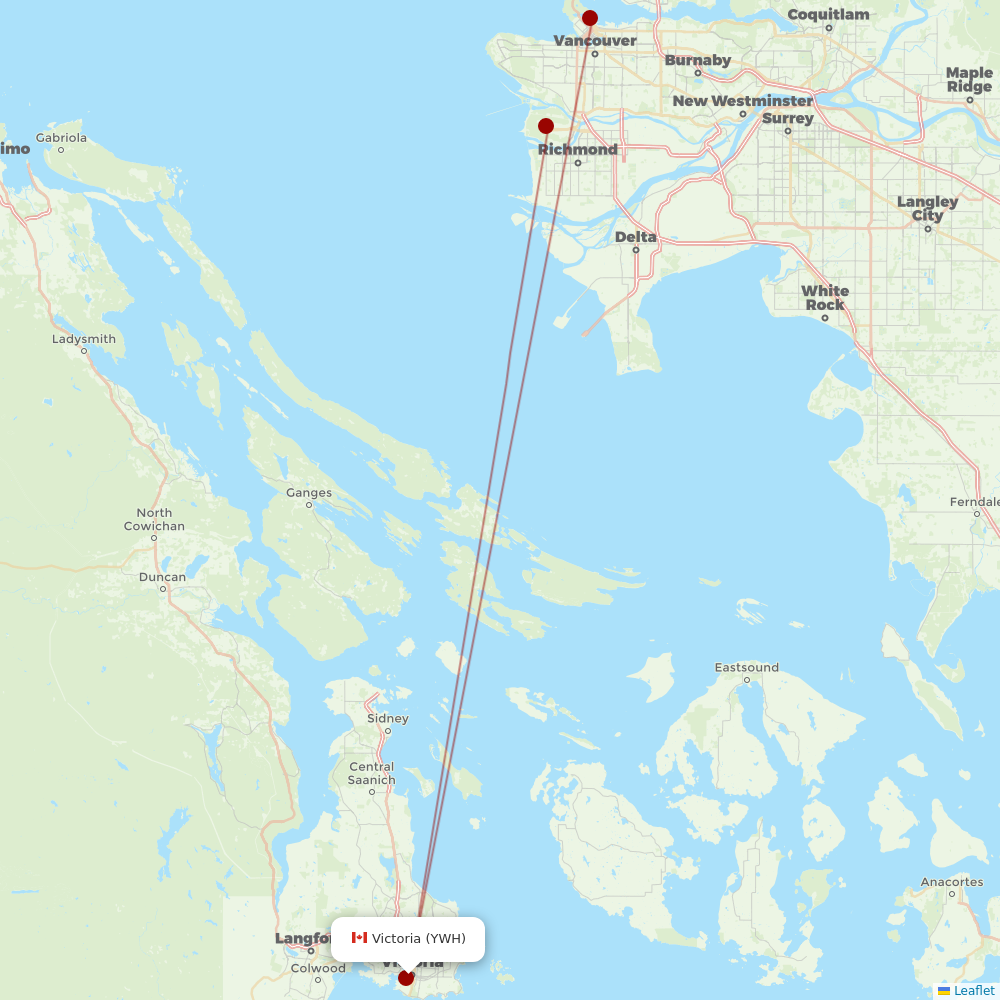 Harbour Air at YWH route map
