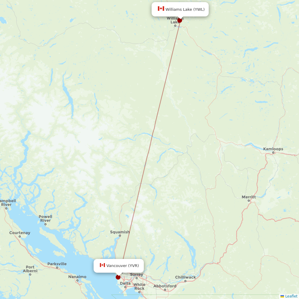 CMA at YWL route map