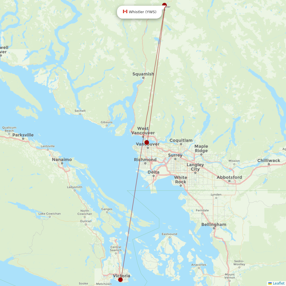 Harbour Air at YWS route map