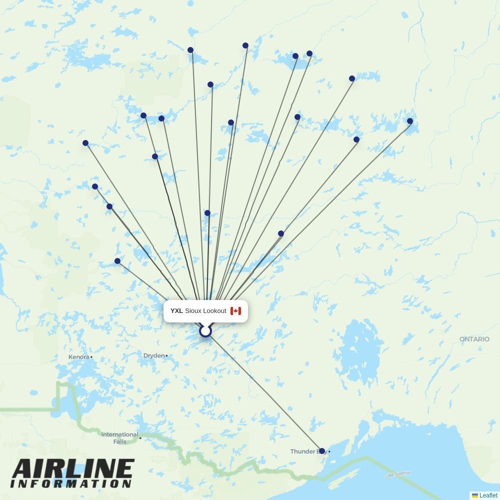 Wasaya Airways routes from YXL