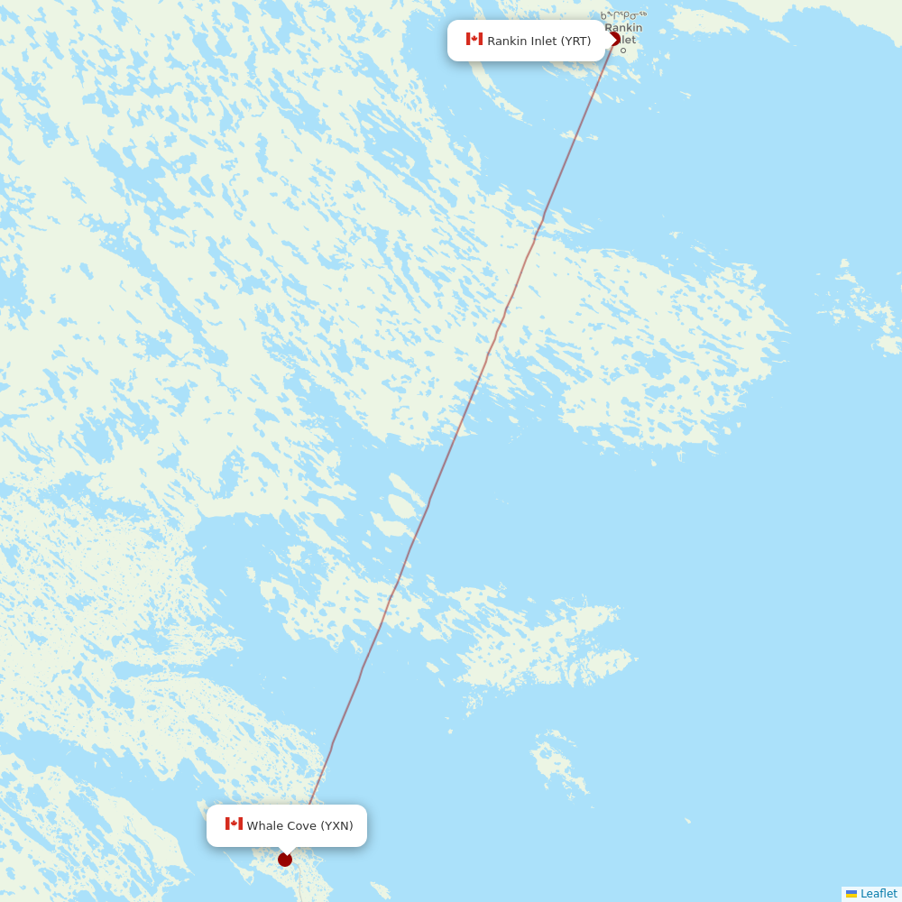 Calm Air International at YXN route map