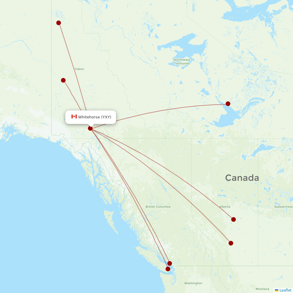 Air North at YXY route map