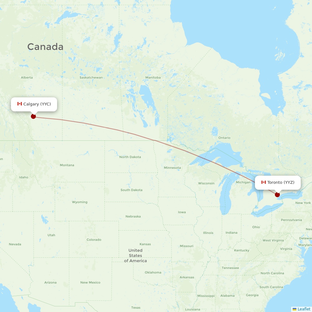 Porter Airlines at YYC route map