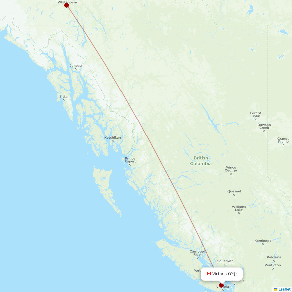 Air North at YYJ route map