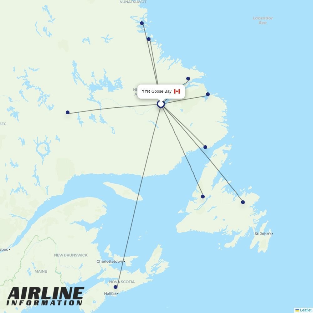 PAL Airlines routes from YYR