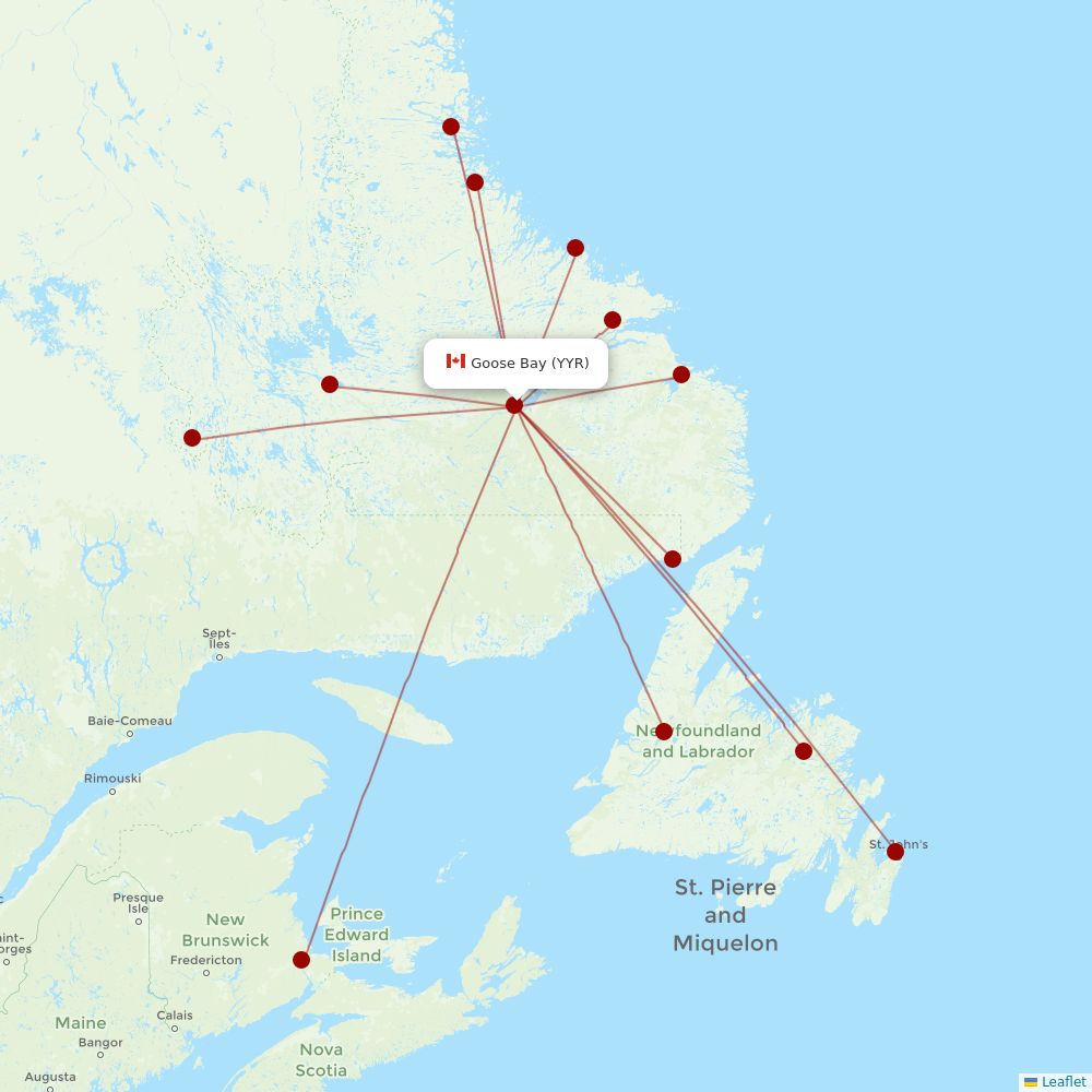 PAL Aerospace at YYR route map