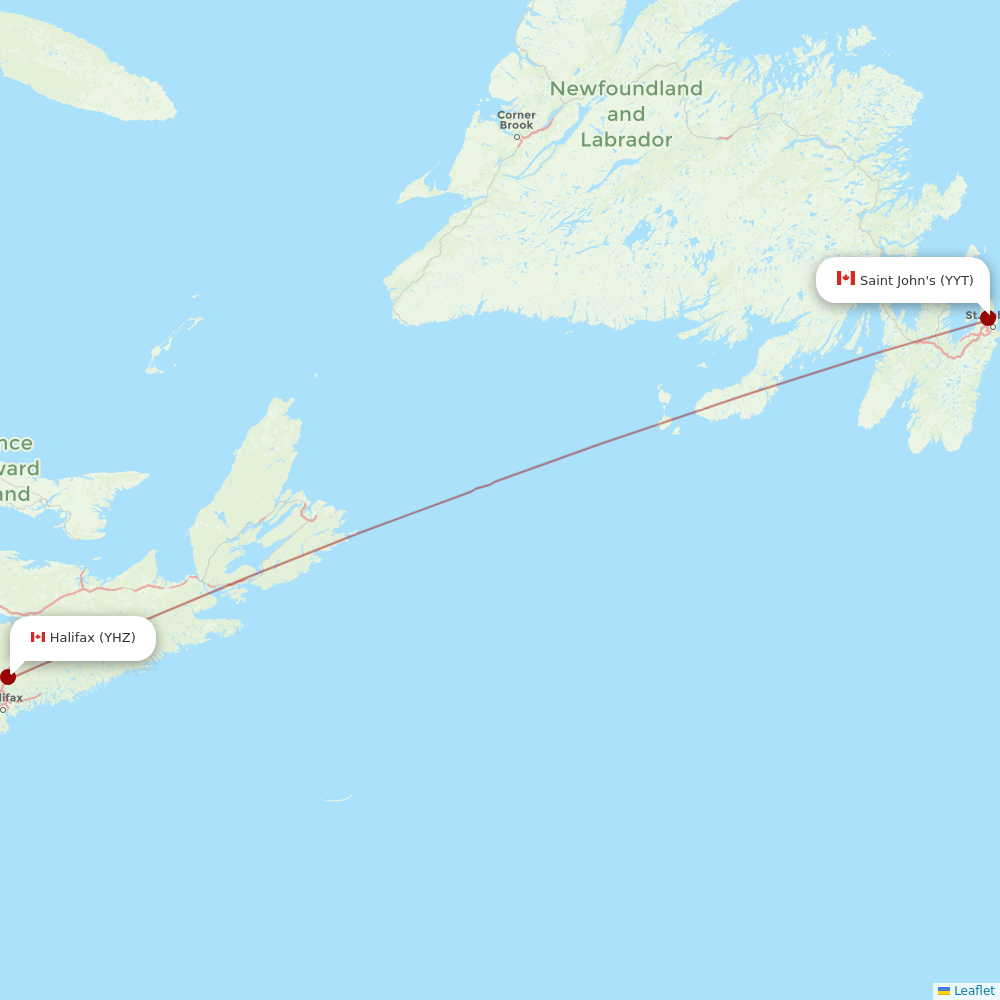 Porter Airlines at YYT route map