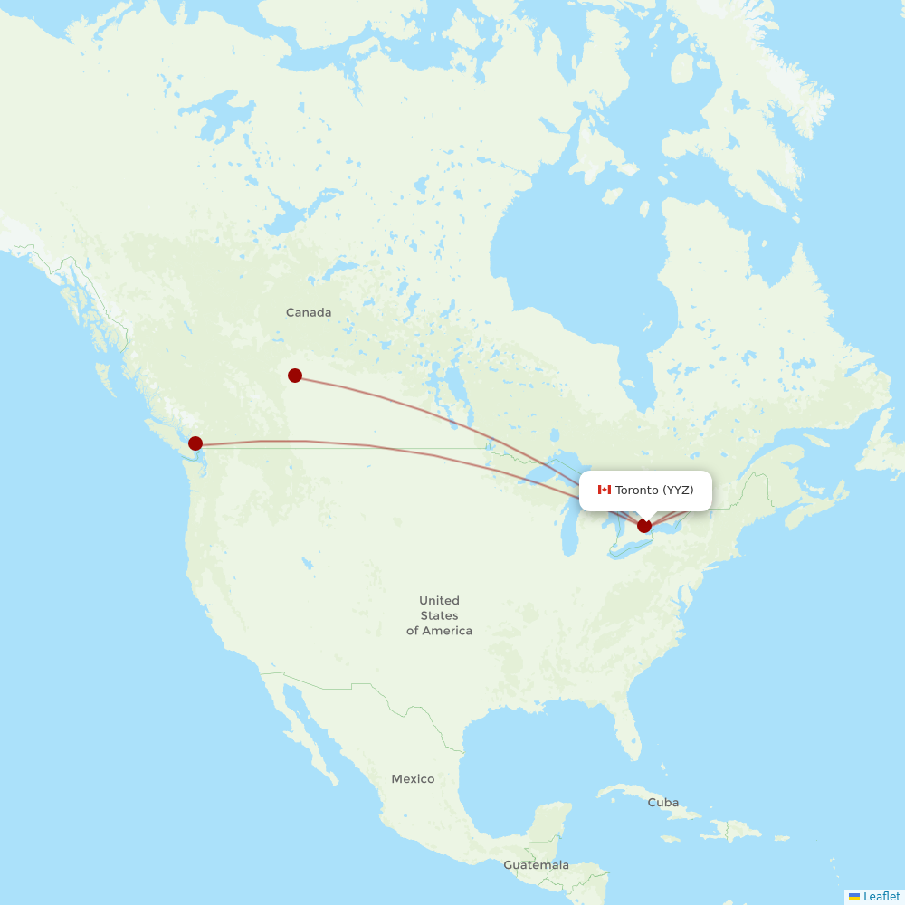 Porter Airlines at YYZ route map