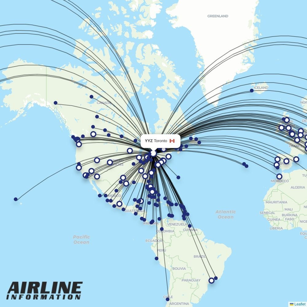 United routes from YYZ